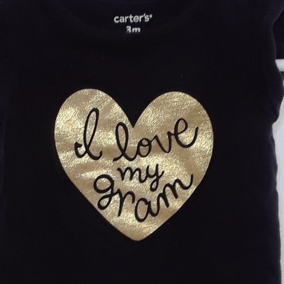 Carter's ❤️ Kid Black Short Sleeve Crew Neck Romper Size 3 Months (PRE-LOVED) - Picture 2 of 3